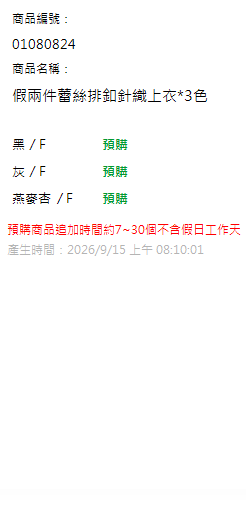 假兩件蕾絲排釦針織上衣*3色 現貨狀態