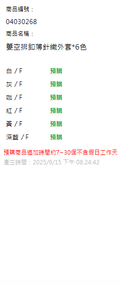 簍空排釦薄針織外套*6色 現貨狀態